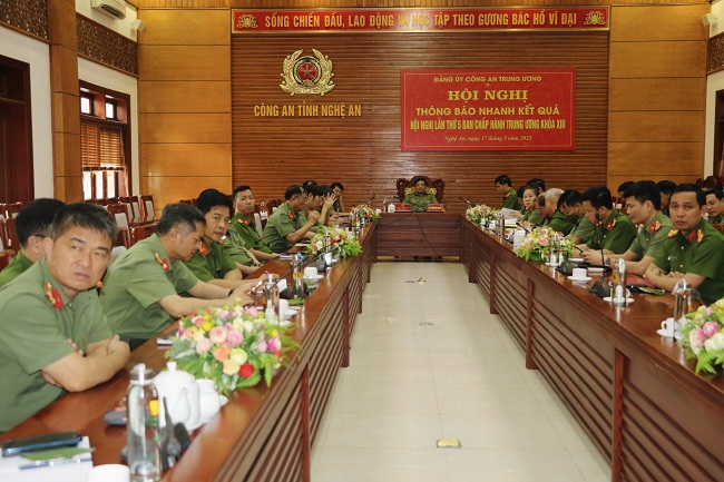 Toàn cảnh Hội nghị tại điểm cầu Công an tỉnh Nghệ An