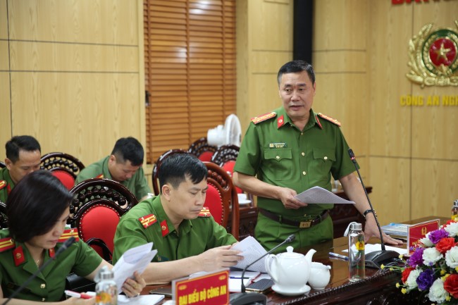 Đồng chí Đại tá Phạm Văn Thân - Phó Cục trưởng Cục Cảnh sát quản lý trại giam, cơ sở giáo dục bắt buộc, trường giáo dưỡng, Bộ Công an phát biểu tại buổi kiểm tra