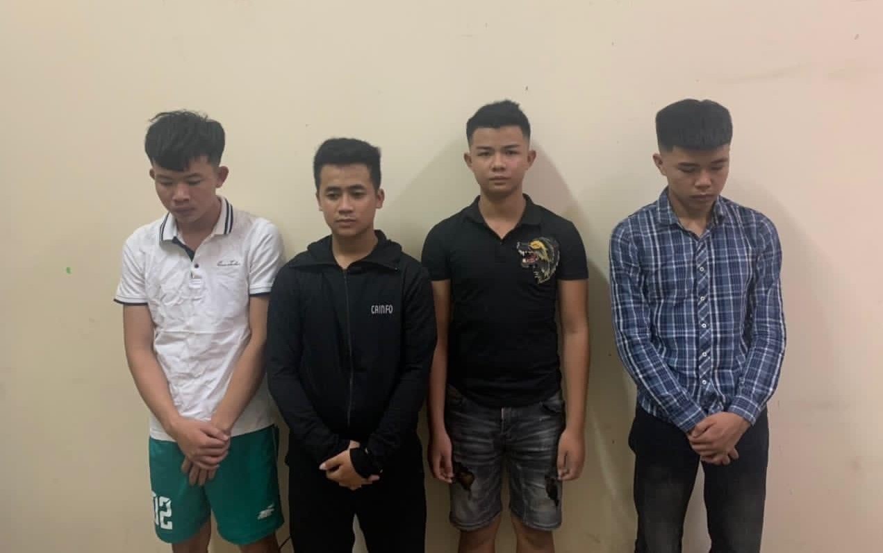 Từ trái qua phải: Các đối tượng Chu Văn Cường, Nguyễn Đức Phong, Chu Minh Nam và Nguyễn Trọng Tấn