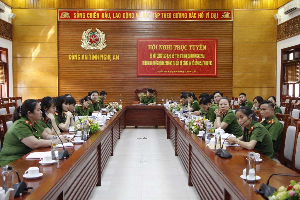 Toàn cảnh Hội nghị tại điểm cầu Công an tỉnh Nghệ An