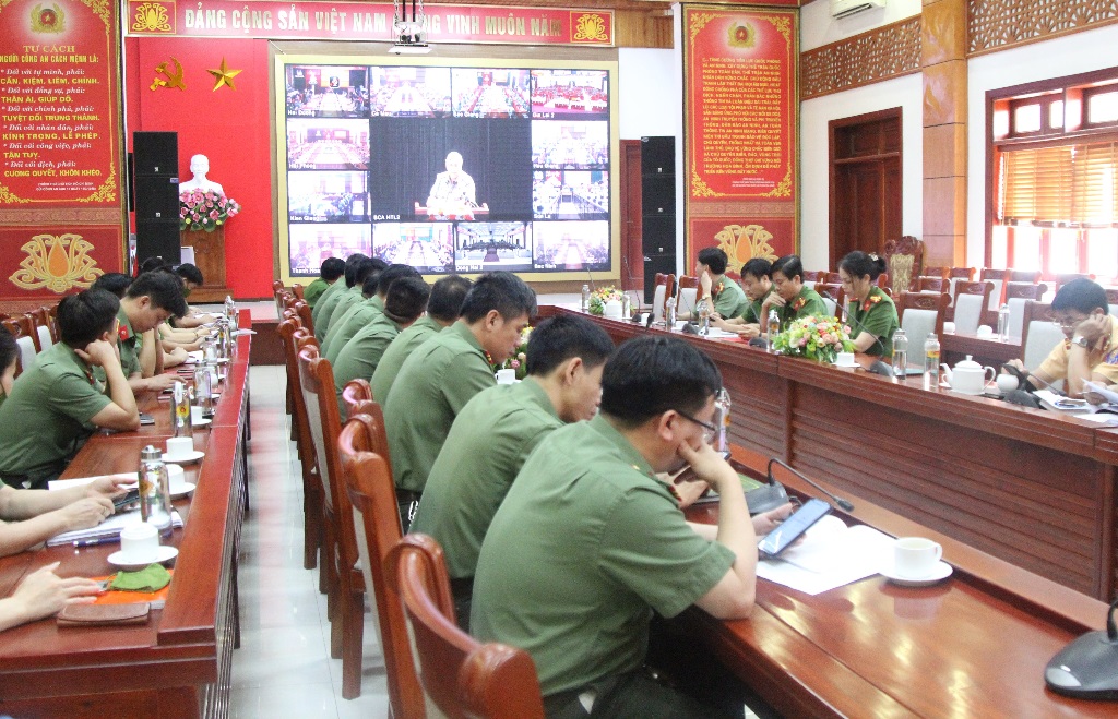 Toàn cảnh Hội nghị tại điểm cầu Công an tỉnh Nghệ An