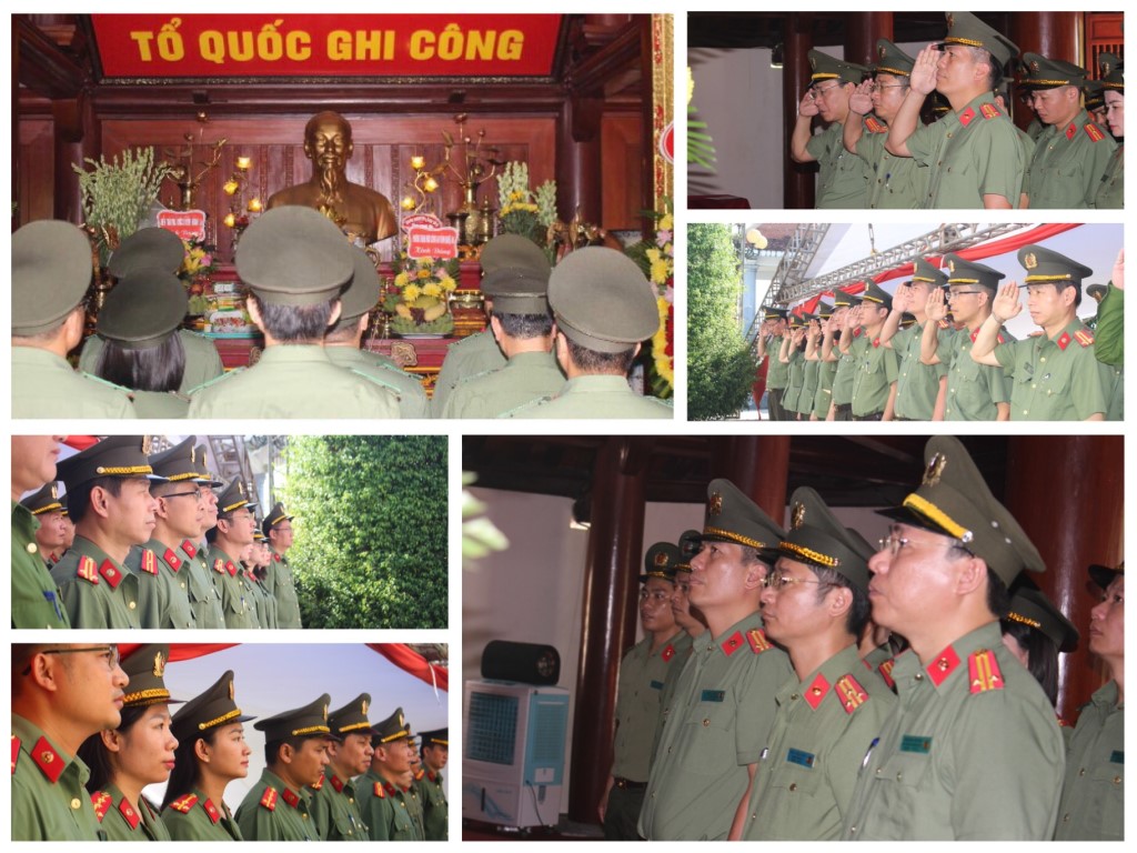 Đồng chí Thượng tá Trần Ngọc Tuấn, Phó Giám đốc Công an tỉnh cùng đại diện lãnh đạo, cán bộ chiến sỹ phòng Tham mưu Công an tỉnh tưởng niệm các anh hùng liệt sĩ tại Nghĩa trang liệt sỹ Quốc tế Việt Lào