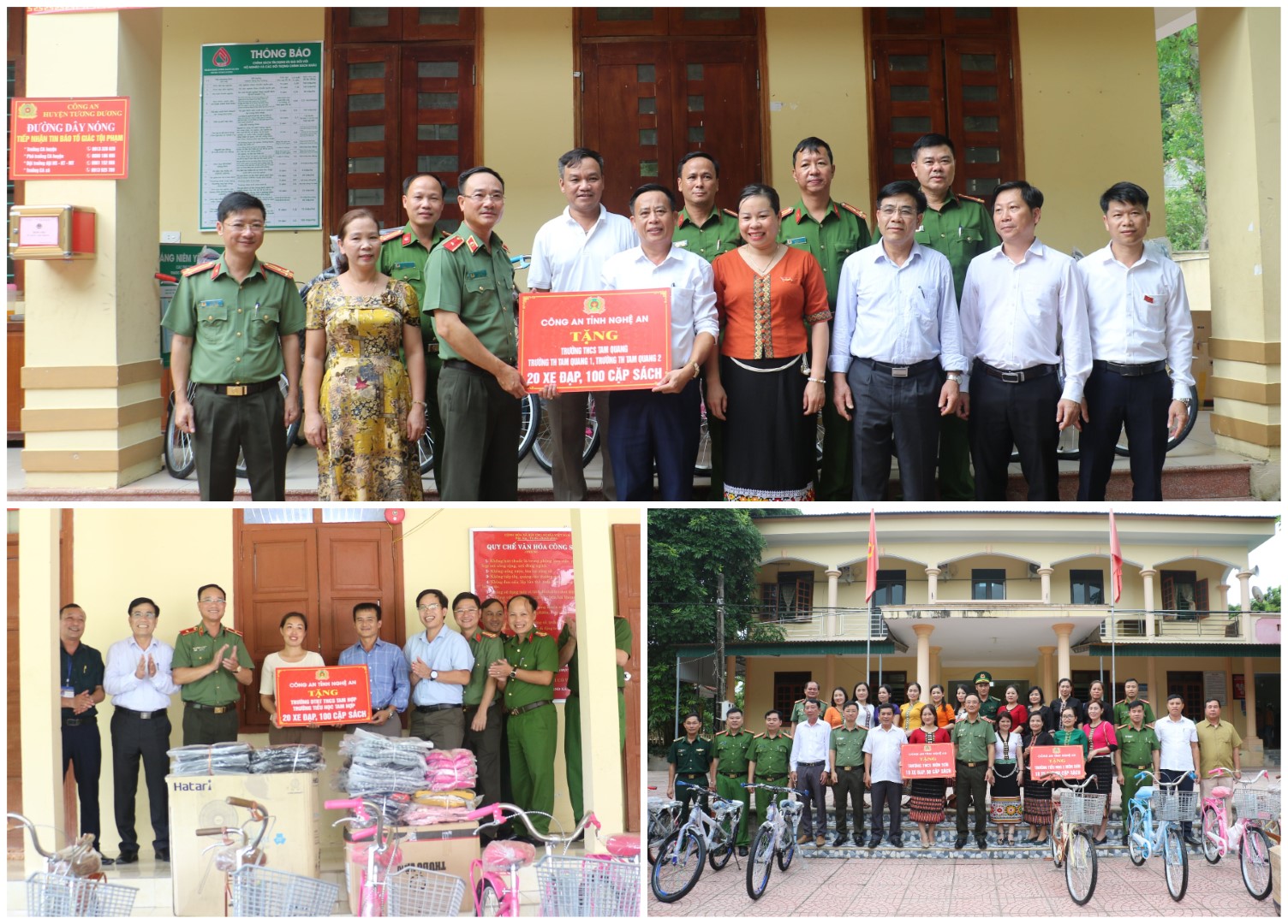 Đồng chí Thiếu tướng Phạm Thế Tùng và đoàn công tác trao quà tặng học sinh nghèo vượt khó ở các xã Tam Quang, Tam Hợp, Môn Sơn