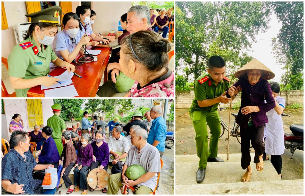 Công an thị xã Thái Hoà phối hợp với các cơ sở y tế tổ chức khám chữa bệnh miễn phí cho 300 người dân trên địa bàn