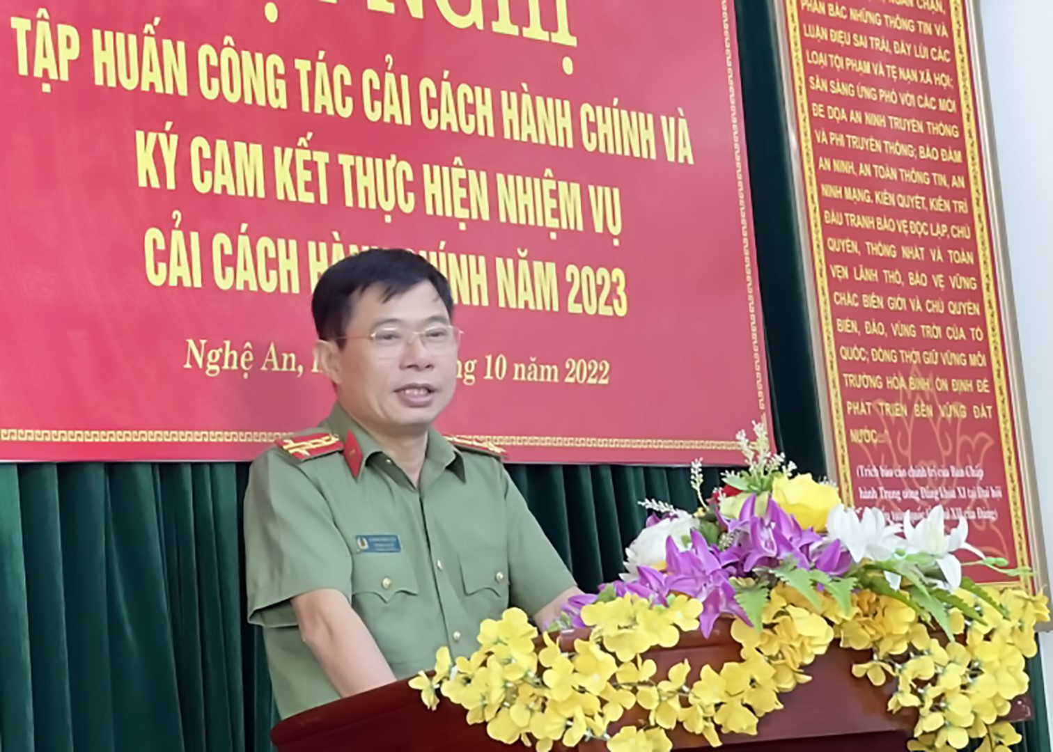 Lãnh đạo Phòng An ninh chính trị nội bộ phát biểu tại Hội nghị