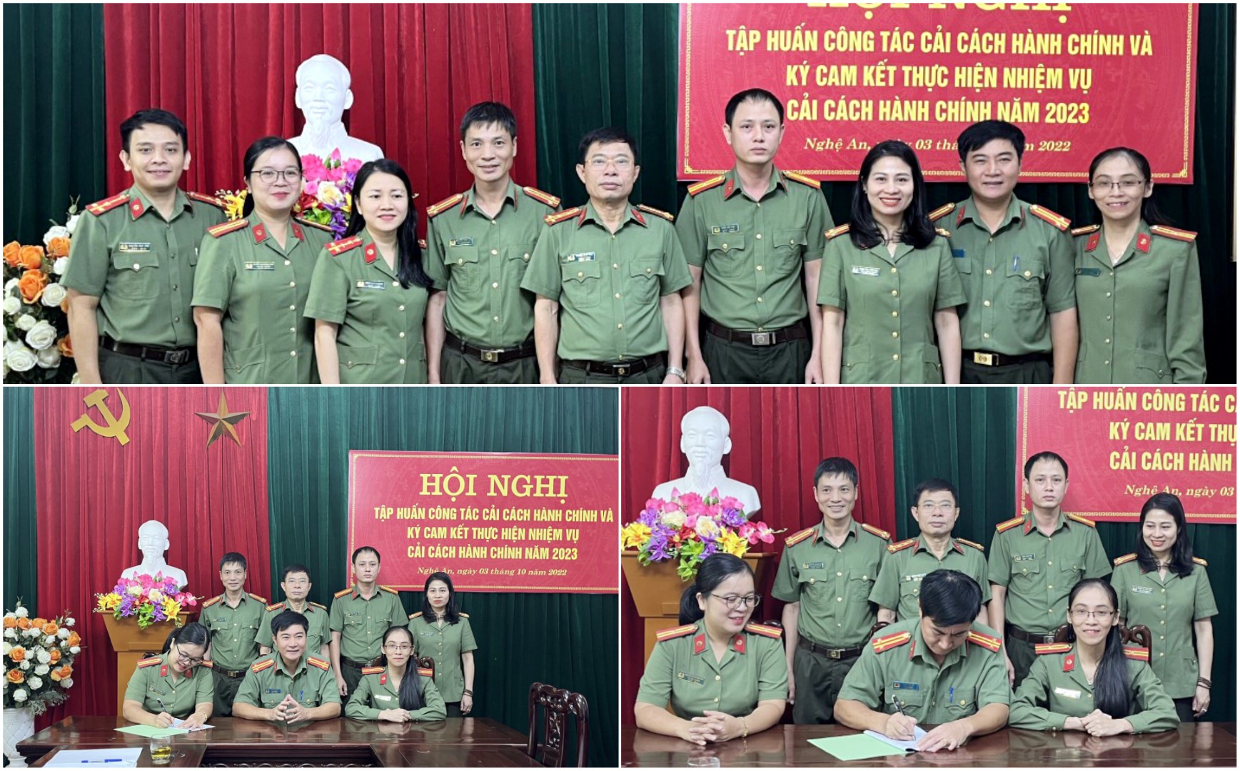Chỉ huy các đội công tác và đại diện đoàn thể ký cam kết CCHC