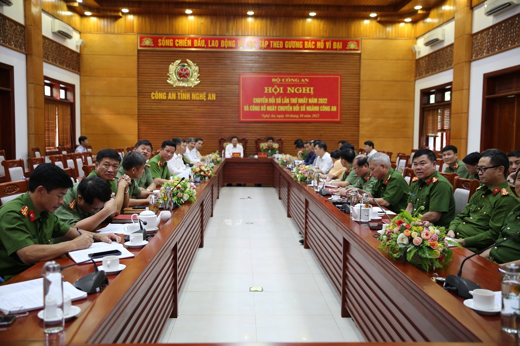 Toàn cảnh Hội nghị tại điểm cầu Công an Nghệ An
