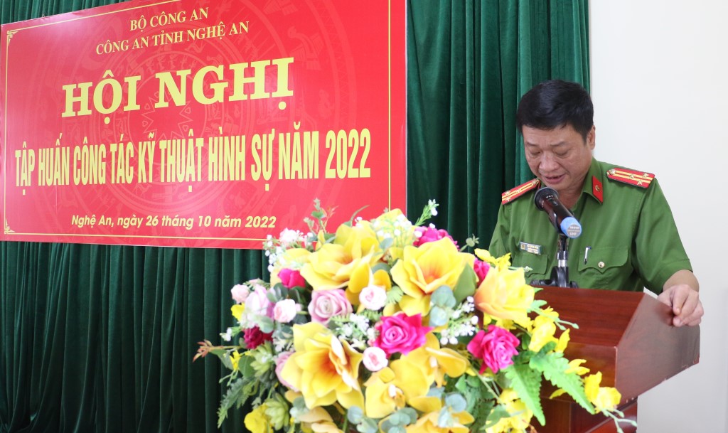 Lãnh đạo Phòng Kỹ thuật hình sự phát biểu tại Hội nghị