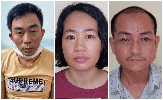 Các đối tượng Nguyễn Văn Tiến, Phan Thị Thu Hằng và Hồ Mạnh Hùng (Từ trái qua phải)
