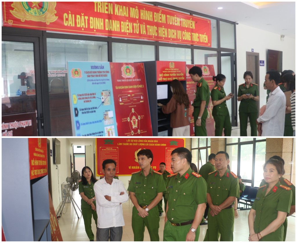 Mô hình điểm tuyên truyền, hướng dẫn người dân, doanh nghiệp cách cài đặt, kích hoạt định danh điện tử và thực hiện dịch vụ công trực tuyến tại bộ phận một cửa Công an tỉnh