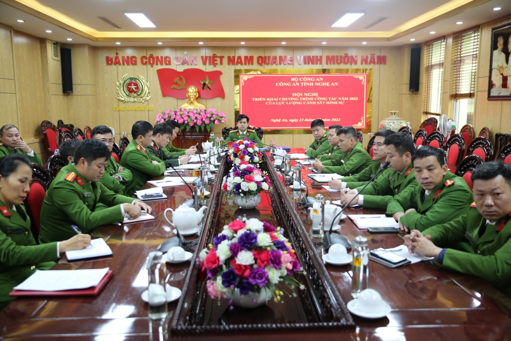 Toàn cảnh Hội nghị tại điểm cầu Công an tỉnh Nghệ An