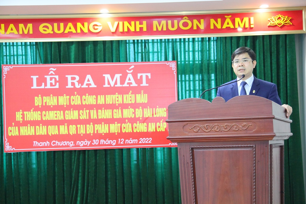 Đại diện lãnh đạo UBND huyện Thanh Chương phát biểu tại Lễ ra mắt