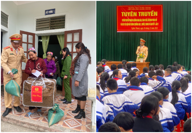 Đội Cảnh sát giao thông – trật tự Công an huyện Nghĩa Đàn có nhiều hoạt động ý nghĩa, để lại ấn tượng tốt đẹp trong lòng Nhân dân