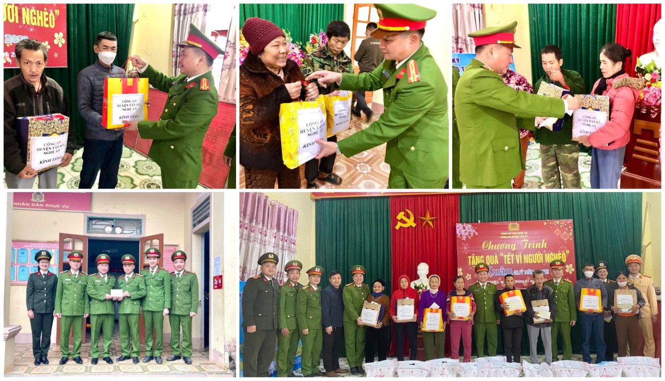 Công an huyện Tân Kỳ hỗ trợ người nghèo và lực lượng Công an xã trong dịp Tết Nguyên đán Quý Mão 2023