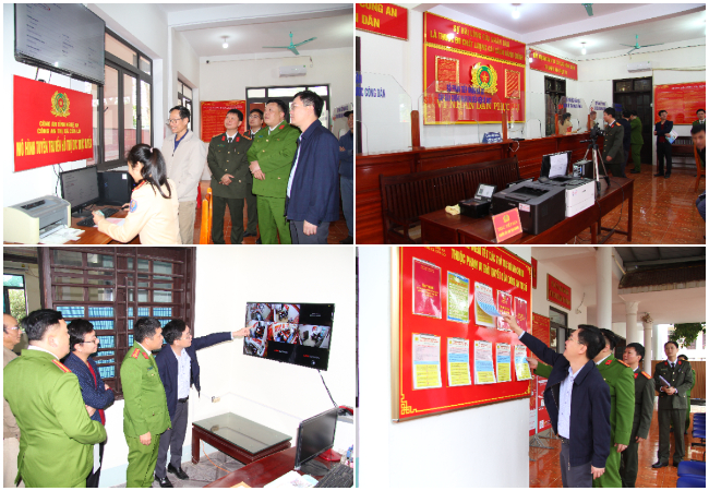 Các đại biểu tham quan Bộ phận một cửa kiểu mẫu Công an thị xã Cửa Lò và hệ thống camera giám sát Bộ phận một cửa Công an các phường trên địa bàn thị xã Cửa Lò