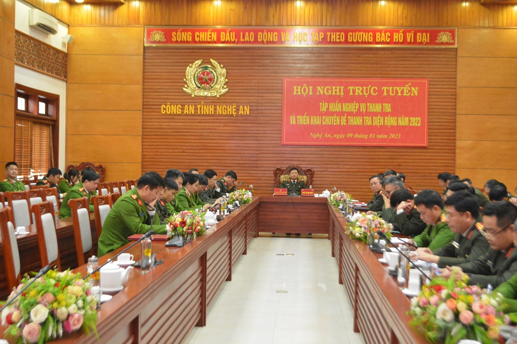 Toàn cảnh Hội nghị tại điểm cầu Công an Nghệ An