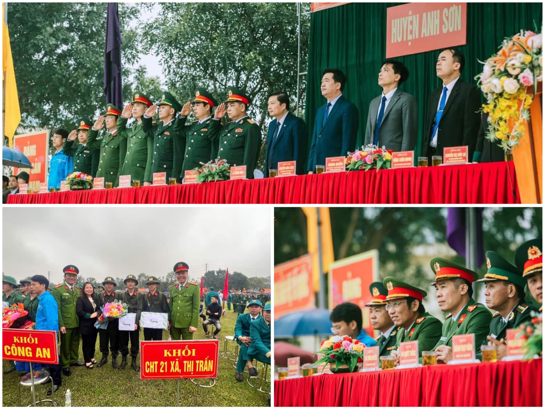 Đồng chí Đại tá Cao Minh Huyền - Phó Giám đốc Công an tỉnh dự Lễ giao nhận quân tại huyện Anh Sơn