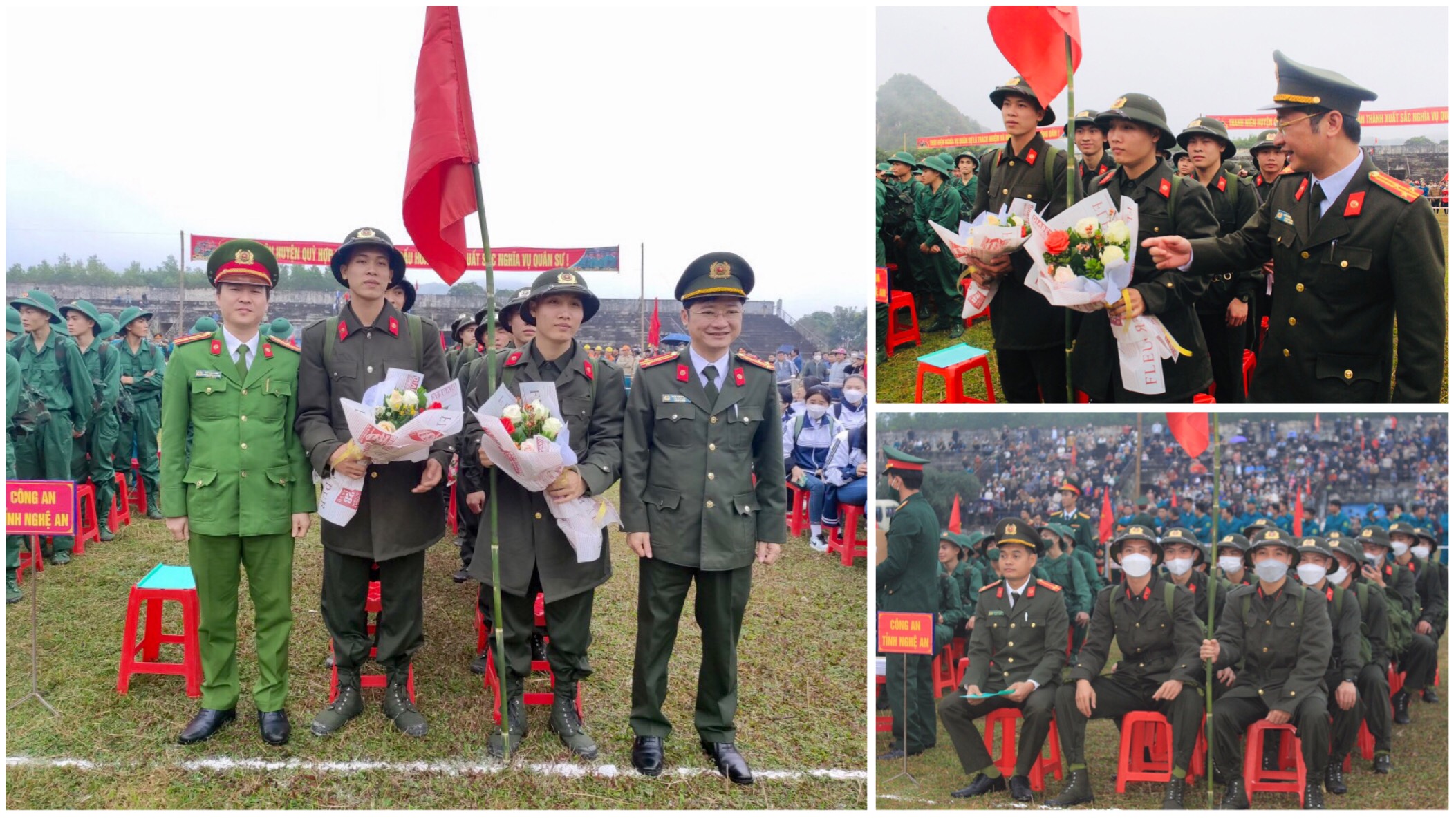 Đồng chí Thượng tá Trần Ngọc Tuấn - Phó Giám đốc Công an tỉnh dự Lễ giao nhận quân và động viên các tân binh tại huyện Quỳ Hợp - Ảnh: Phan Giang