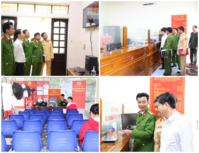 Các đại biểu tham quan Bộ phận một cửa Công an cấp huyện kiểu mẫu Công an huyện Tương Dương
