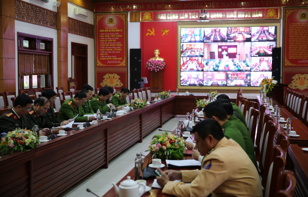 Hội nghị được tổ chức trực tuyến từ Bộ Công an đến 63 Công an địa phương