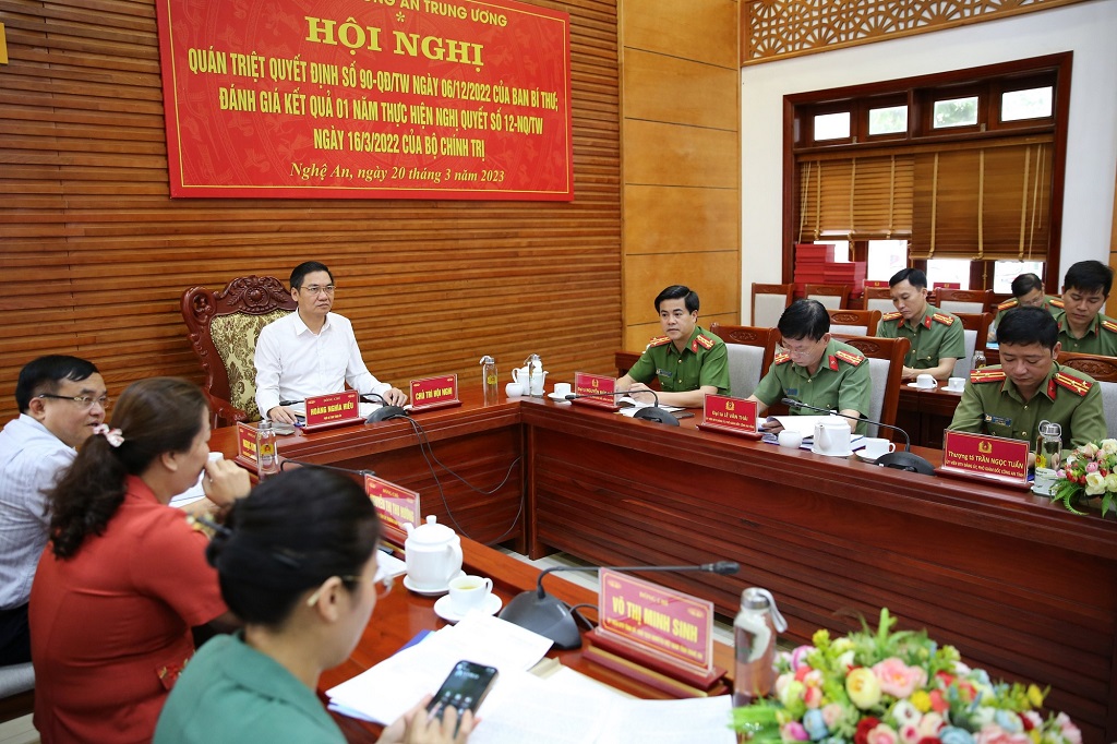 Các đại biểu tham dự Hội nghị tại điểm cầu Công an Nghệ An