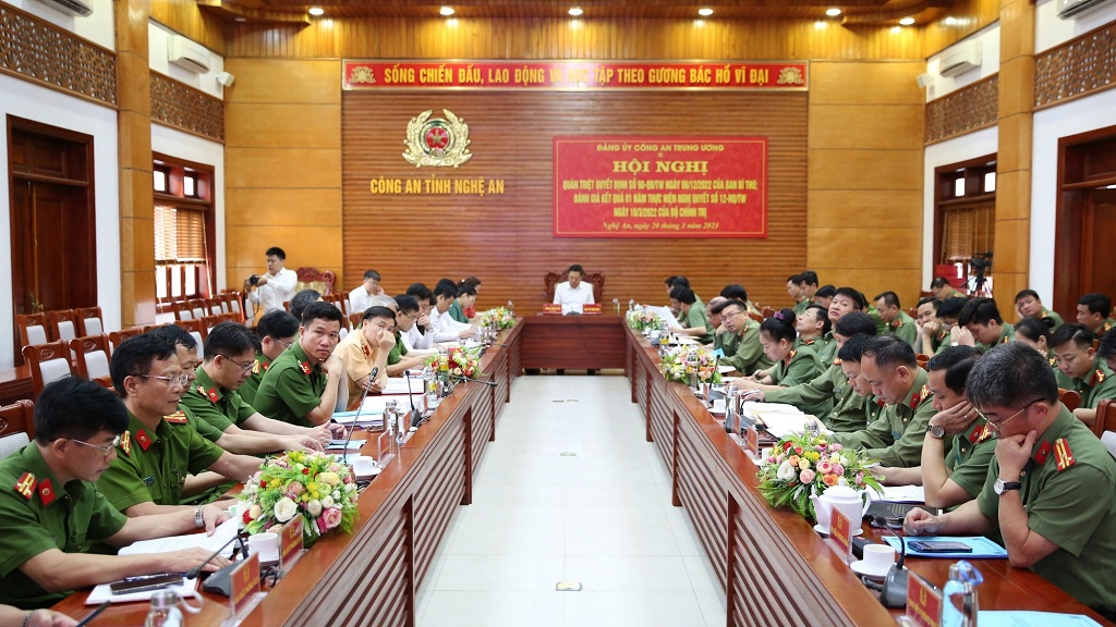 Toàn cảnh Hội nghị tại điểm cầu Công an Nghệ An