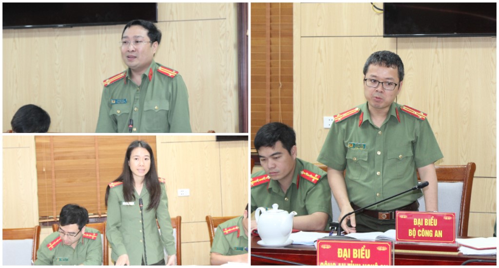 Đại diện lãnh đạo các Cục, Bộ Công an phát biểu tại buổi làm việc 