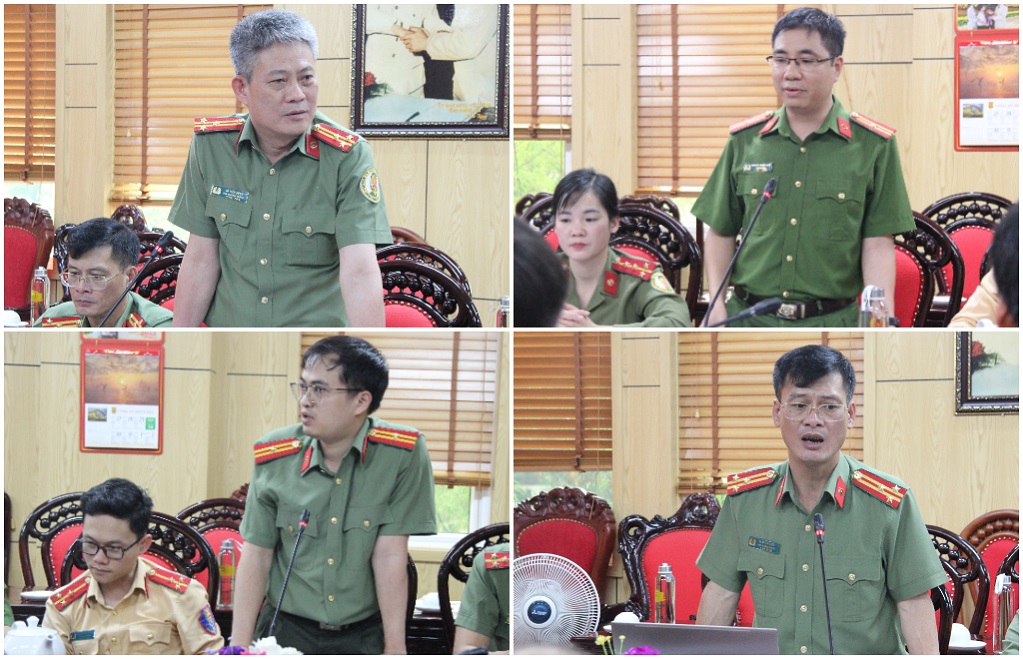 Lãnh đạo một số phòng chức năng Công an 02 tỉnh trao đổi kinh nghiệm về công tác CCHC trên các mặt công tác