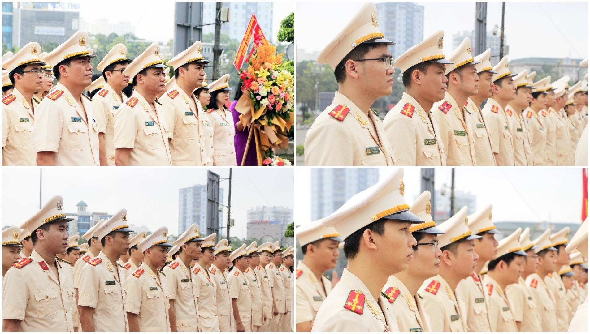 Trước anh linh Người, tập thể Lãnh đạo, CBCS Phòng Tham mưu Công an Nghệ An hứa không ngừng rèn luyện, “Trung thành - Mưu sỹ; Tận tụy - Tinh thông” trong tình hình mới. Ảnh: Bình Minh