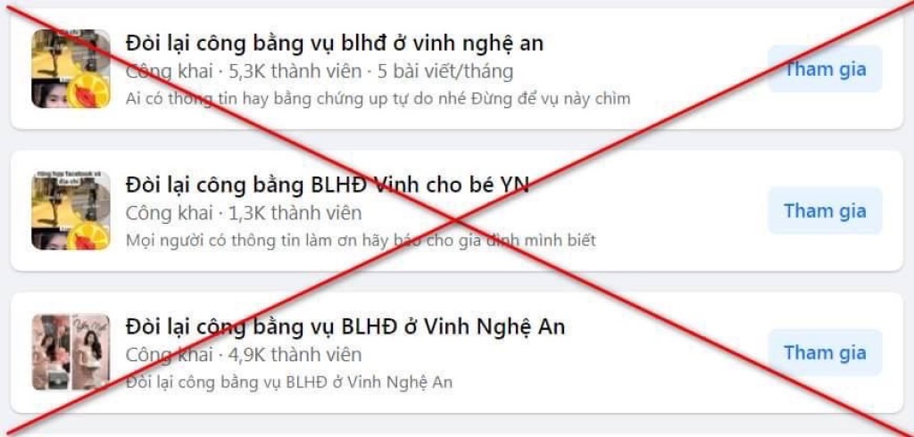 Những hội, nhóm lan truyền hình ảnh, thông tin kích động bạo lực học đường, suy diễn tình hình
