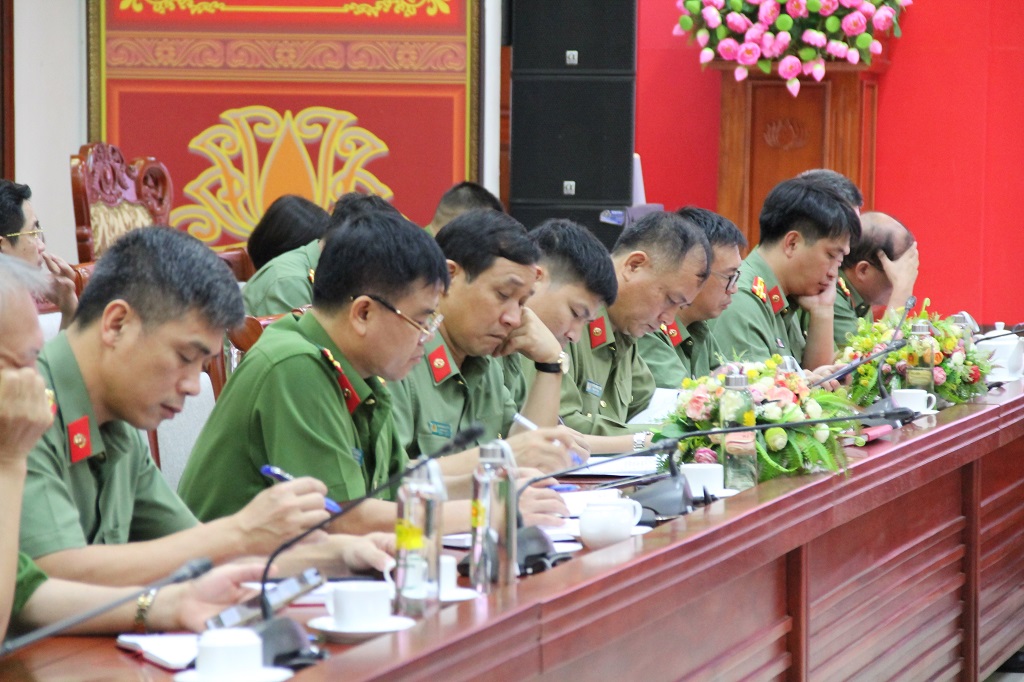 Các đại biểu dự Hội nghị tại điểm cầu Công an Nghệ An
