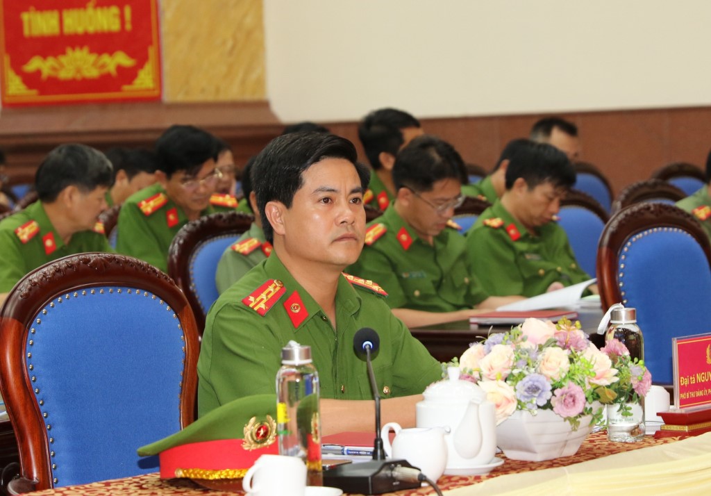 Đồng chí Đại tá Nguyễn Đức Hải, Phó Giám đốc, Thủ trưởng Cơ quan Cảnh sát điều tra Công an tỉnh Nghệ An dự và chỉ đạo Hội nghị