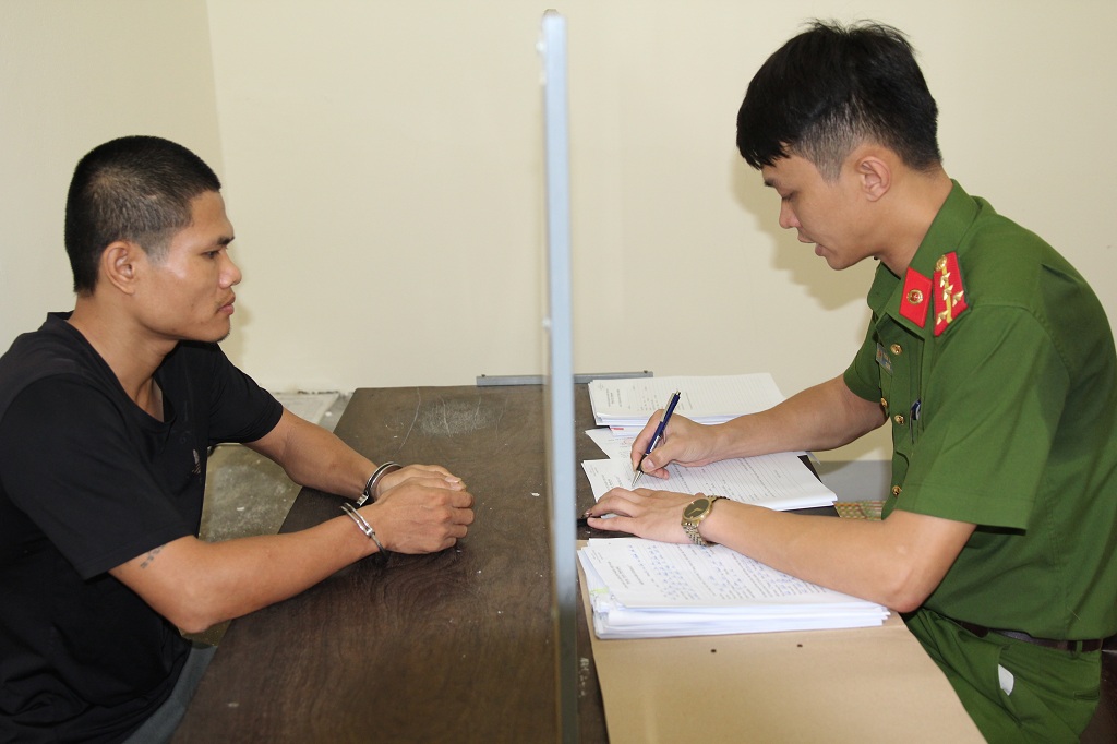 Đối tượng Trần Thế Cường tại cơ quan Công an