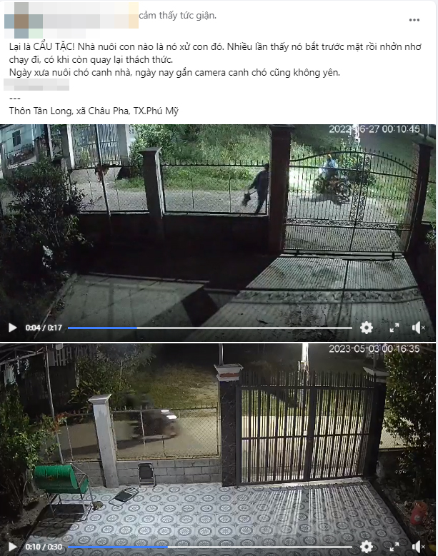Hình ảnh cắt từ clip của nhà dân ghi lại cảnh đối tương bắt trộm chó tại TX.Phú Mỹ.