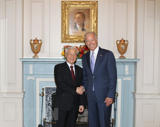 Tổng Bí thư Nguyễn Phú Trọng dự chiêu đãi của Chính phủ Hoa Kỳ do Phó Tổng thống Hoa Kỳ Joe Biden chủ trì trong chuyến thăm chính thức Hoa Kỳ tháng 7/2015.