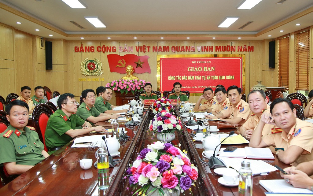 Toàn cảnh Hội nghị tại điểm cầu Công an tỉnh Nghệ An