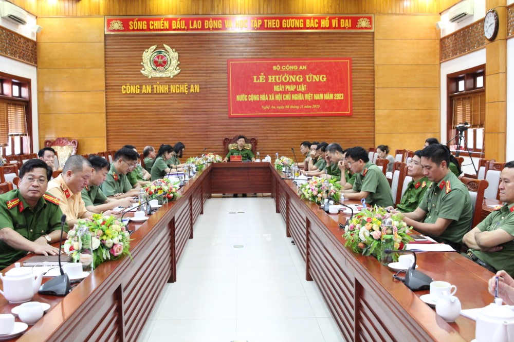 Tại điểm cầu Công an tỉnh Nghệ An