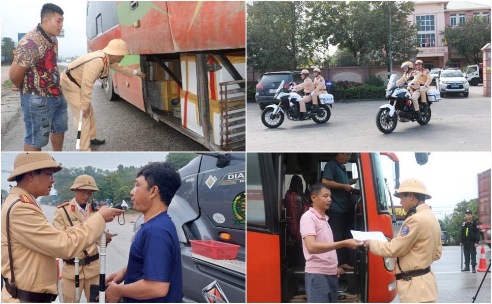 Lực lượng CSGT tuần tra kiểm soát, bảo đảm ATGT trên Quốc lộ 1A