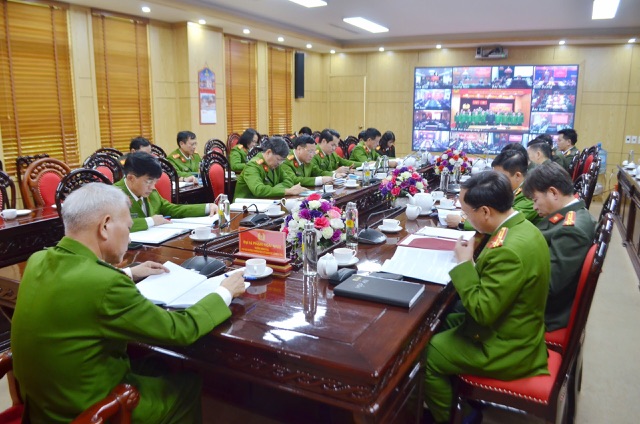 Toàn cảnh Hội nghị tại điểm cầu Công an tỉnh Nghệ An
