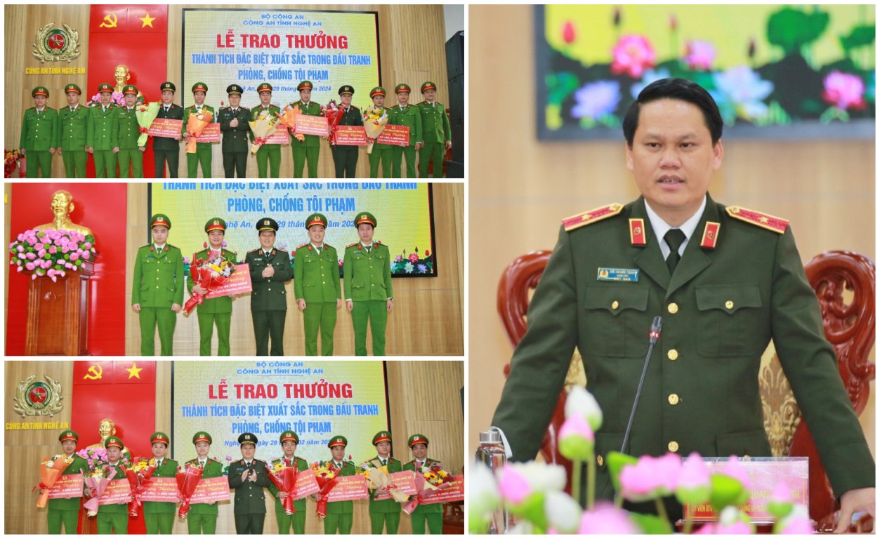 Công an Nghệ An trao thưởng thành tích đặc biệt xuất sắc trong đấu tranh phòng, chống tội phạm