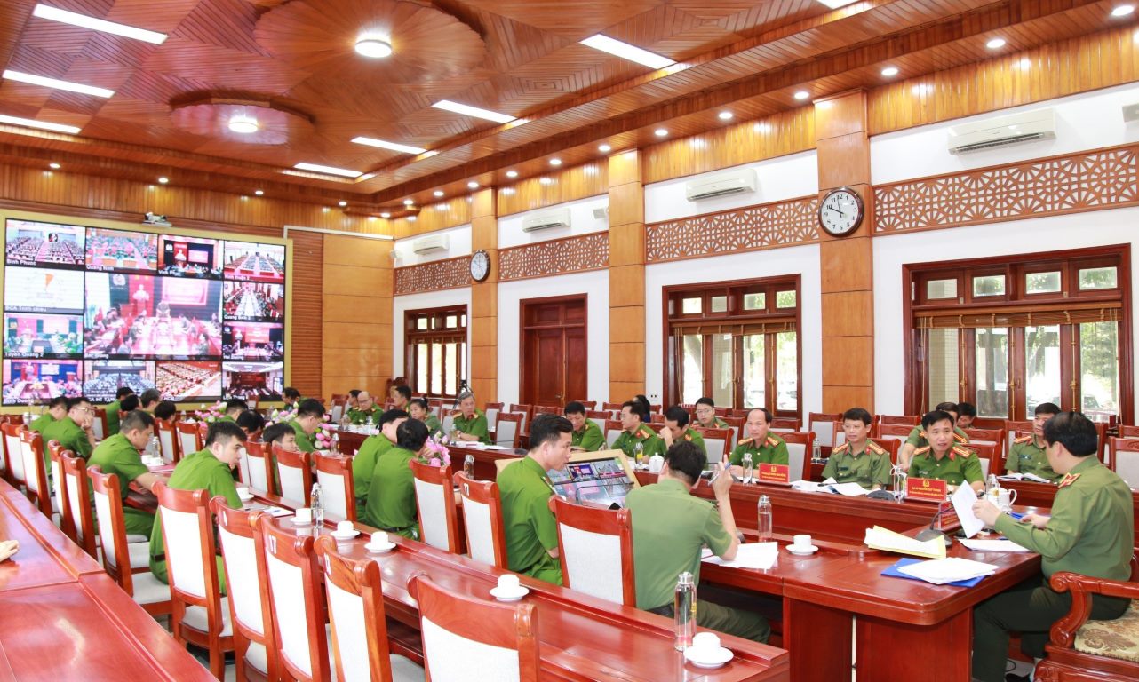 Toàn cảnh Hội nghị tại điểm cầu Công an Nghệ An 