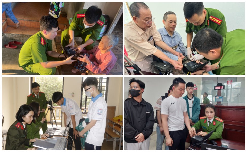 Lực lượng Công an làm thủ tục cấp CCCD cho người dân trên địa bàn tỉnh