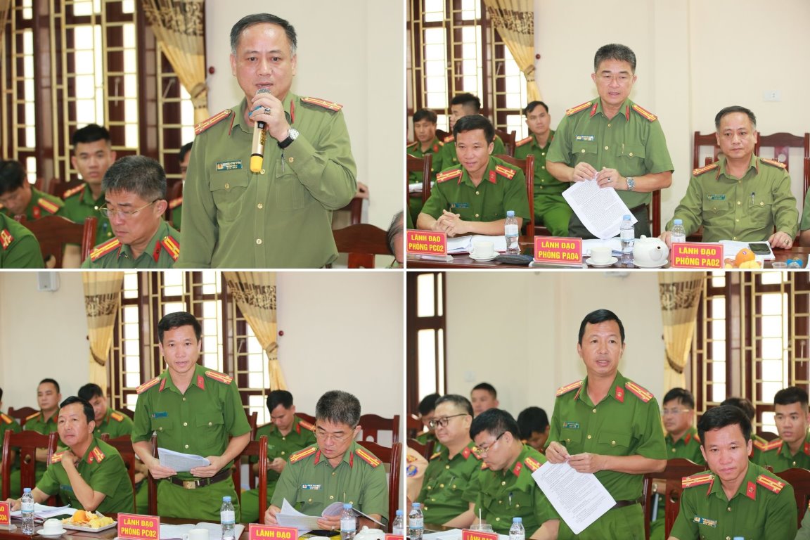 Lãnh đạo các phòng nghiệp vụ Công an tỉnh phát biểu