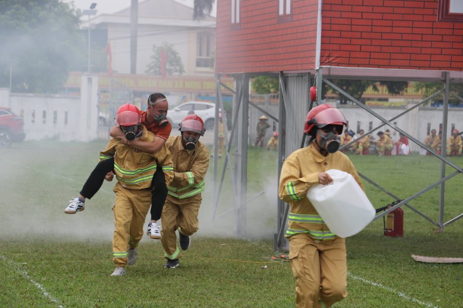 Phần thi thực hành thể hiện được năng lực ứng phó, xử lý sự cố cháy, khả năng sử dụng thành thạo công cụ PCCC&CNCH