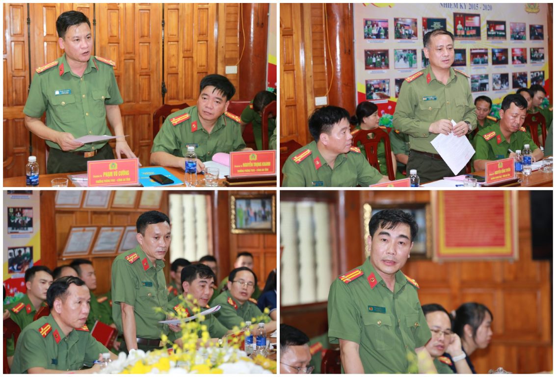 Đại diện các phòng chức năng phát biểu tại buổi làm việc