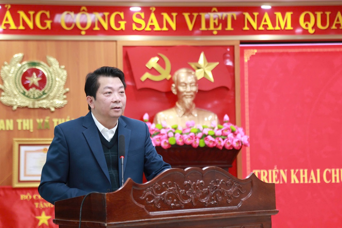 Đồng chí Chu Anh Tuấn, Bí thư Thị ủy phát biểu 