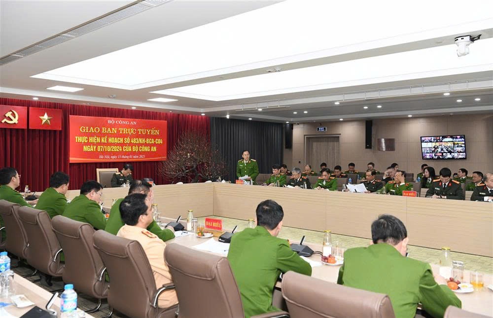 Các đại biểu dự Hội nghị tại điểm cầu Bộ Công an (Ảnh: Cổng thông tin điện tử Bộ Công an)