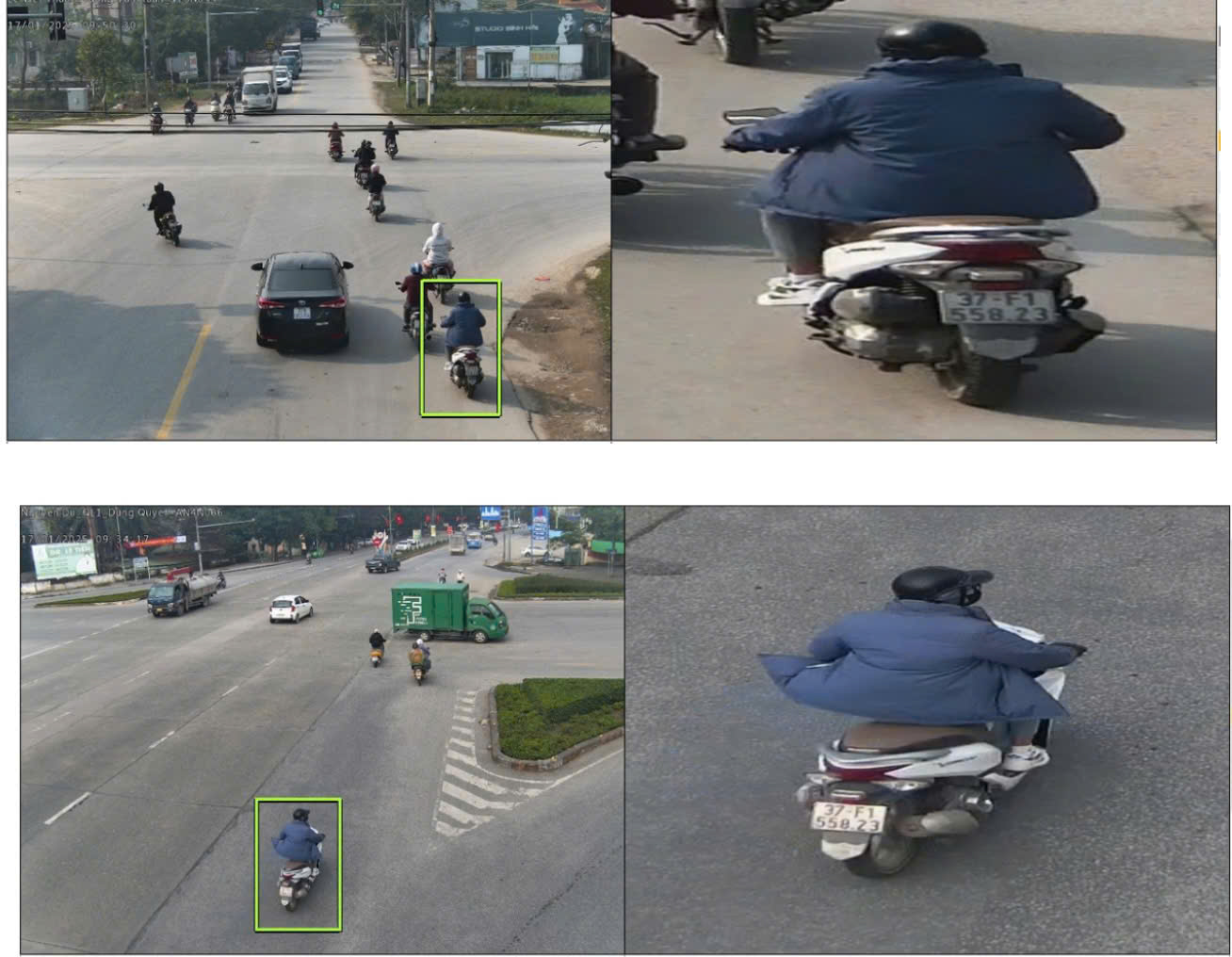Hình ảnh đối tượng điều khiển xe mô tô được trích xuất từ camera an ninh