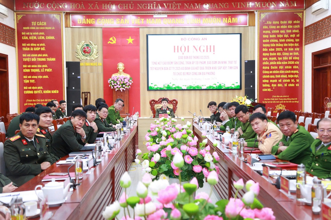 Toàn cảnh Hội nghị tại điểm cầu Công an Nghệ An