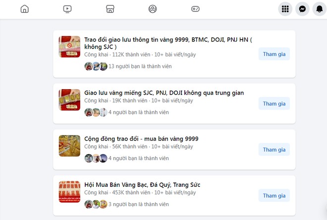 Tràn lan các trang mua bán vàng trên mạng xã hội